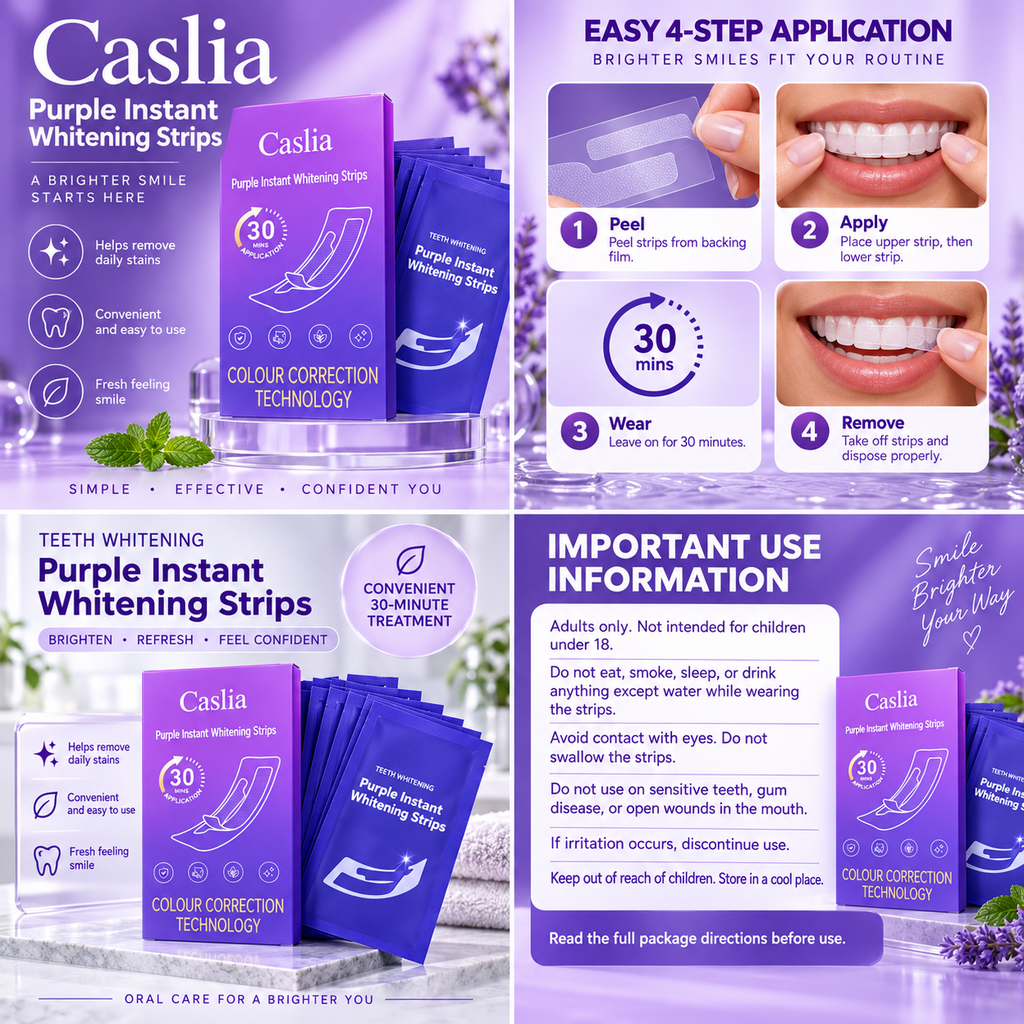 Caslia Purple Color-Correcting Instant Whitening Strips