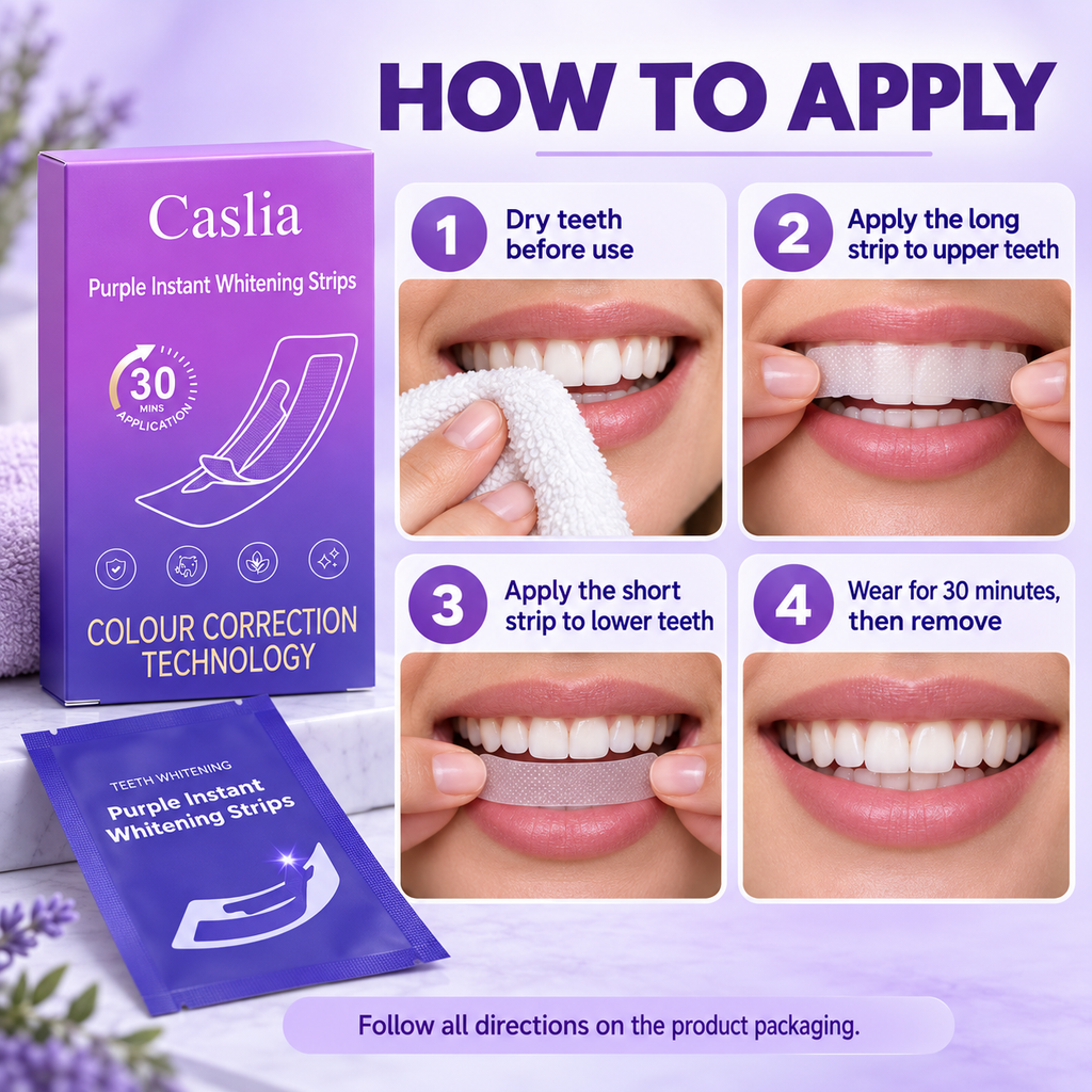 Caslia Purple Color-Correcting Instant Whitening Strips