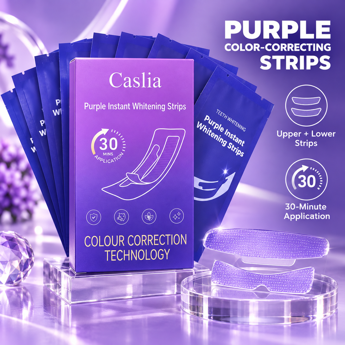 Caslia Purple Color-Correcting Instant Whitening Strips