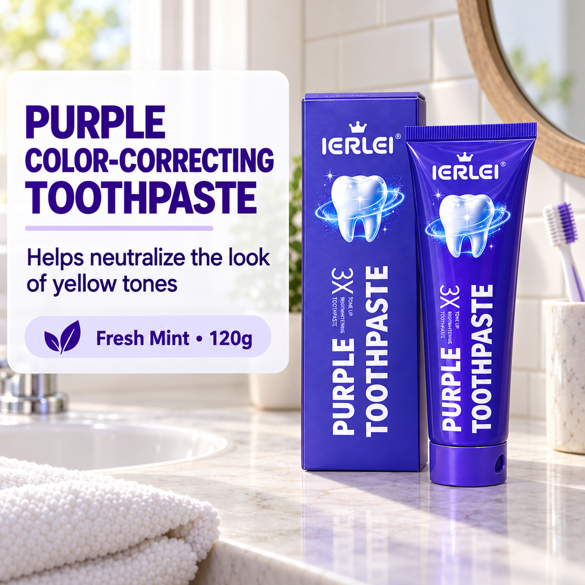IERLEI™ 3X Tone Up Purple Toothpaste for Teeth Whitening