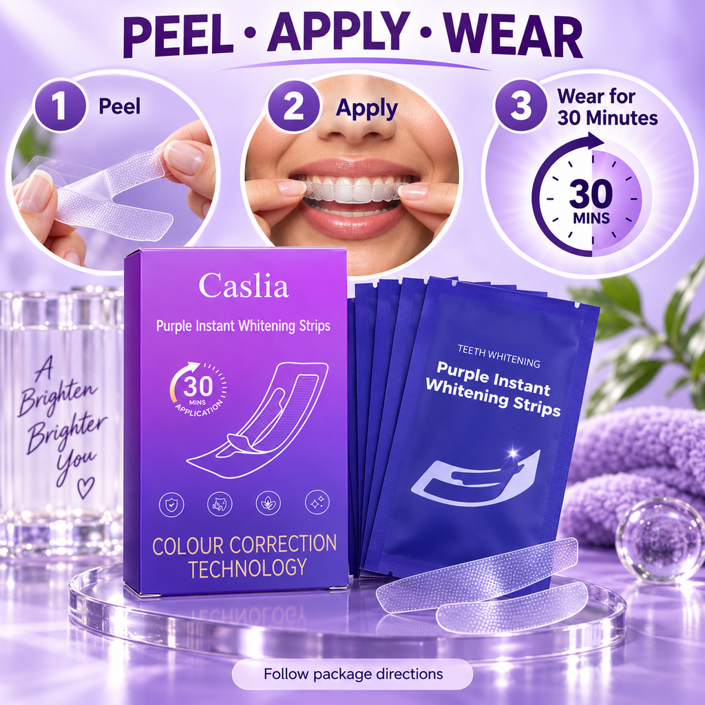 Caslia Purple Color-Correcting Instant Whitening Strips