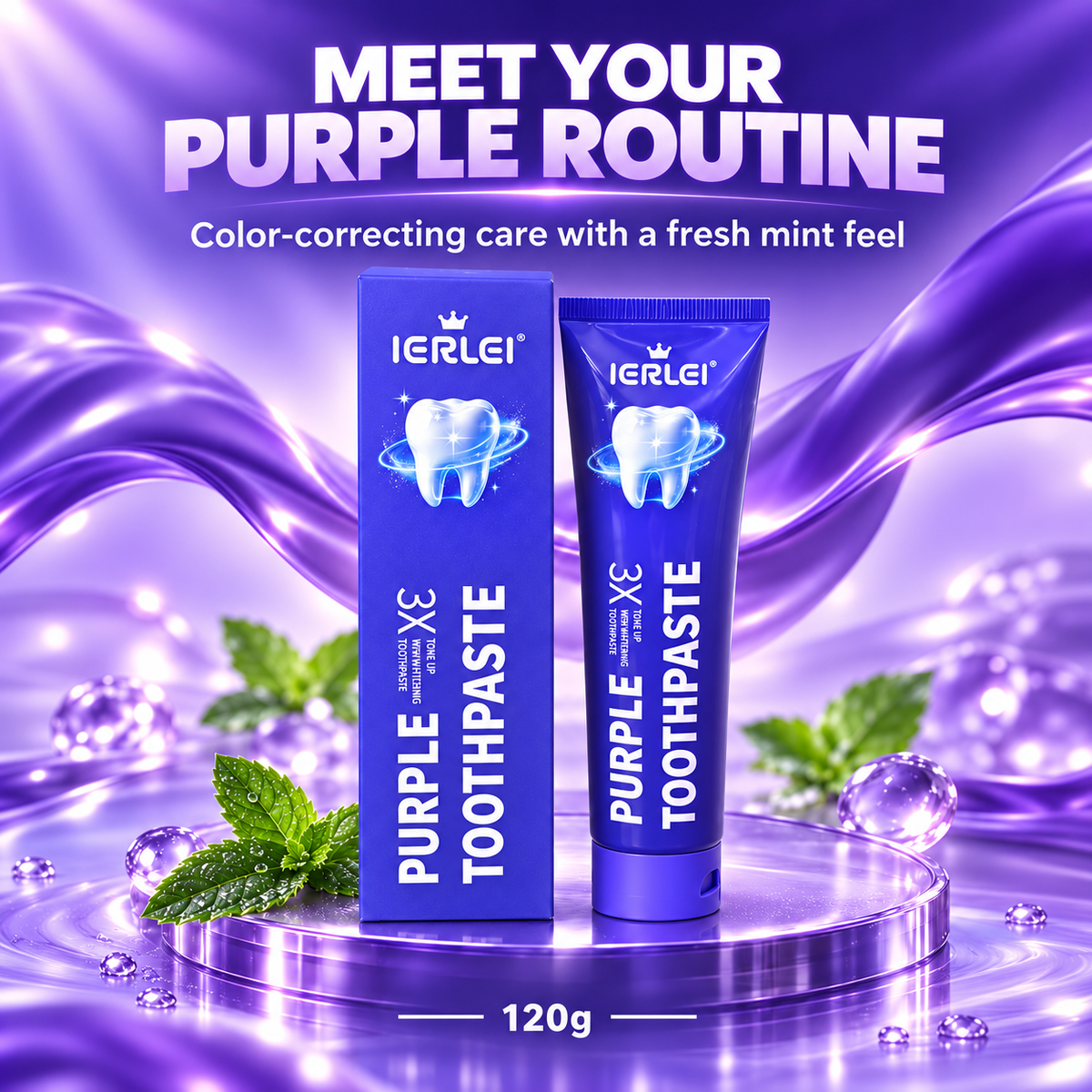 IERLEI™ 3X Tone Up Purple Toothpaste for Teeth Whitening